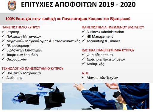 ΕΠΙΤΥΧΙΕΣ ΑΠΟΦΟΙΤΩΝ 2019-2020