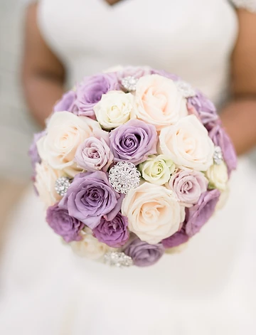 SouthWind Events Chicago Wedding Planner lavender and ivory rose bridal bouquet by Lavender Fields Flowers and Decor