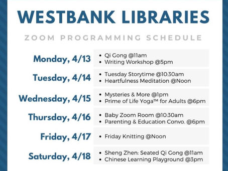 Westbank Events Online Zoom this Week