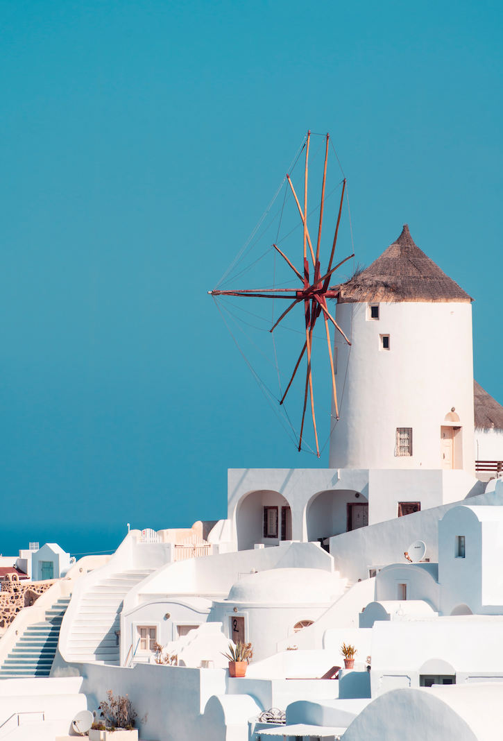 Windmill in Santorini island Greece