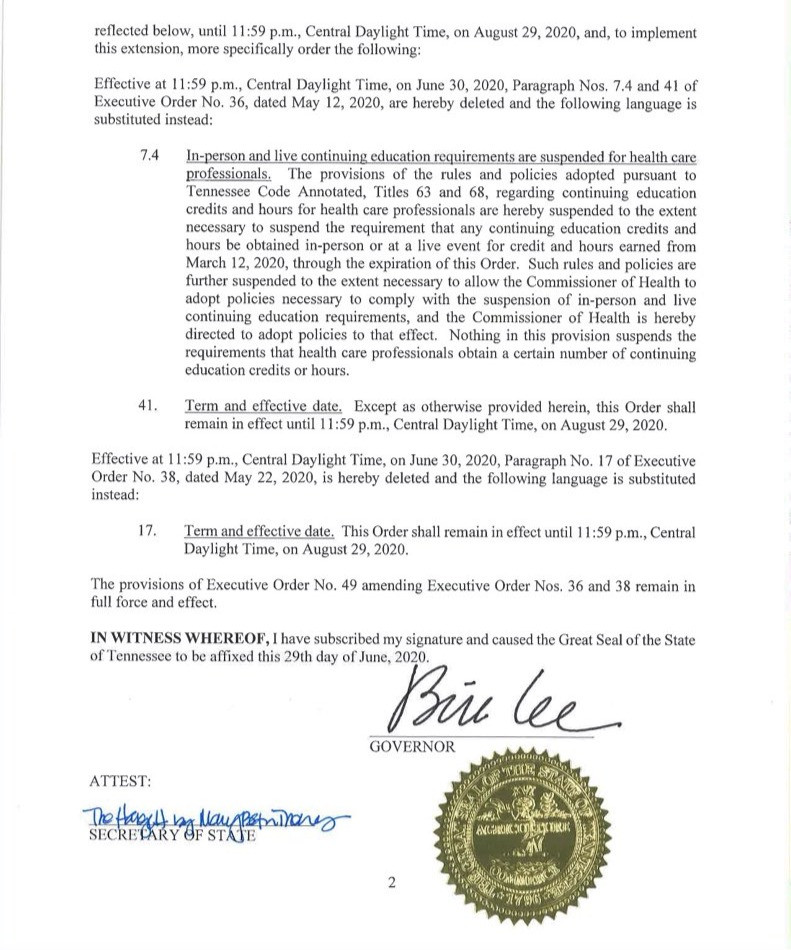 Gov. Bill Lee extends state of emergency to August 29