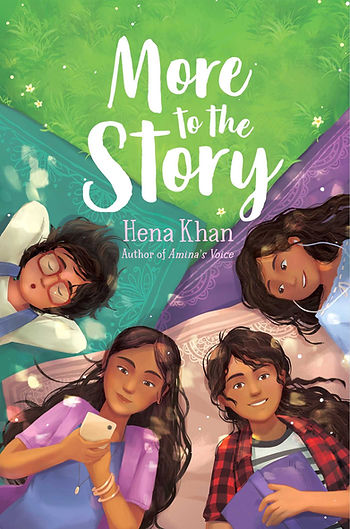 Four sisters lay on their backs looking up at the sky and the viewer