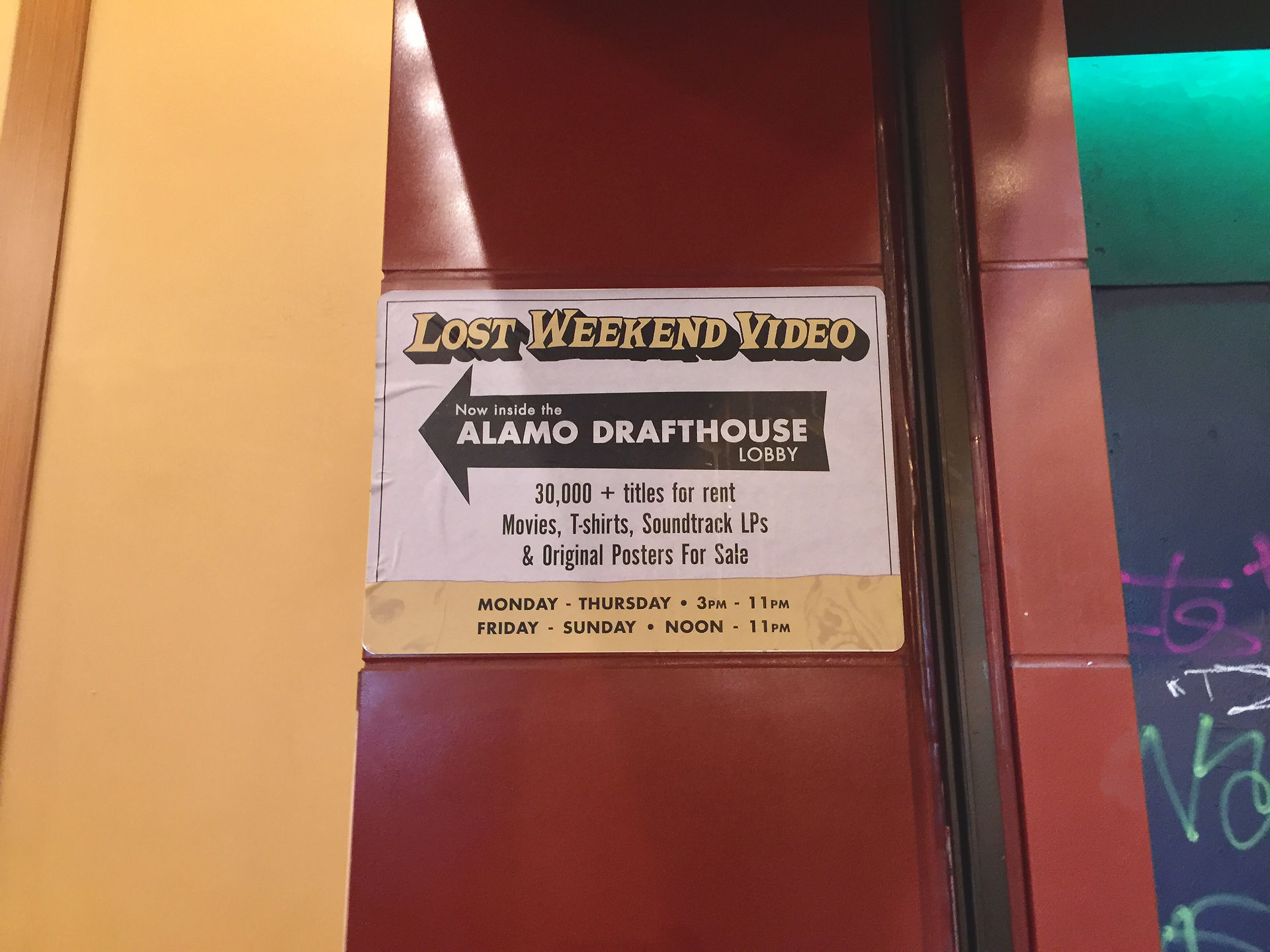 lost weekend video sign