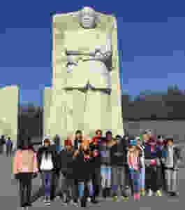 Students standing in front of the Martin Luther King, Jr. Memorial