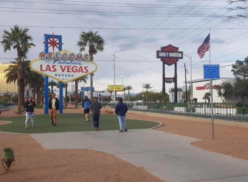 On normal days, there is a long line of people waiting to take a photo in front of the Fabulous Las Vegas Sign. But COVID-19 has had a big impact on the Sin City. Photo: Johannes Becht