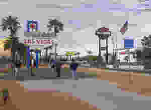 On normal days, there is a long line of people waiting to take a photo in front of the Fabulous Las Vegas Sign. But COVID-19 has had a big impact on the Sin City. Photo: Johannes Becht