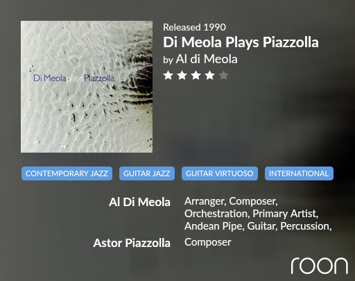 Album "Di Meola Plays Piazolla" de Al di Meola content media