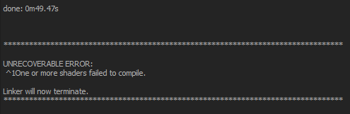 Unrecoverable Error: ^1One or more shaders failed to compile. Linker will now terminate content media