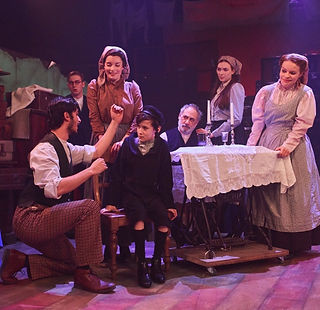 Robert Tripolino as Sal, Rebecca Trehearn as Rebecca and the cast of RAGS. Credit Nathan Chandler 
