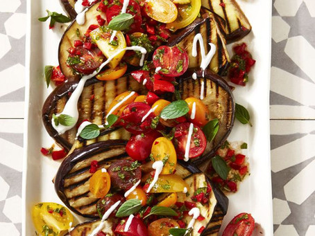 Cayenne Grilled Eggplant with Fresh Tomato Salad