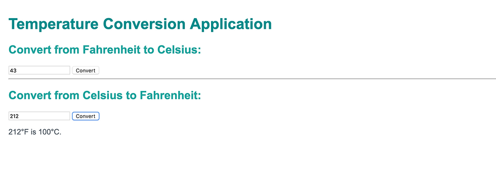 Temperature Conversion Application Convert from Fahrenheit to Celsius and Convert from Celsius to Fahrenheit