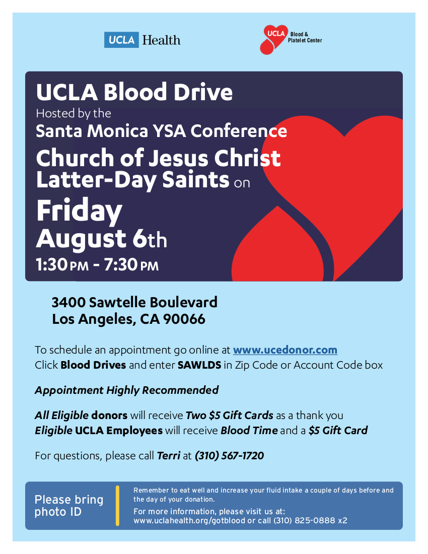 Blood and platelet drive, Aug 6 content media