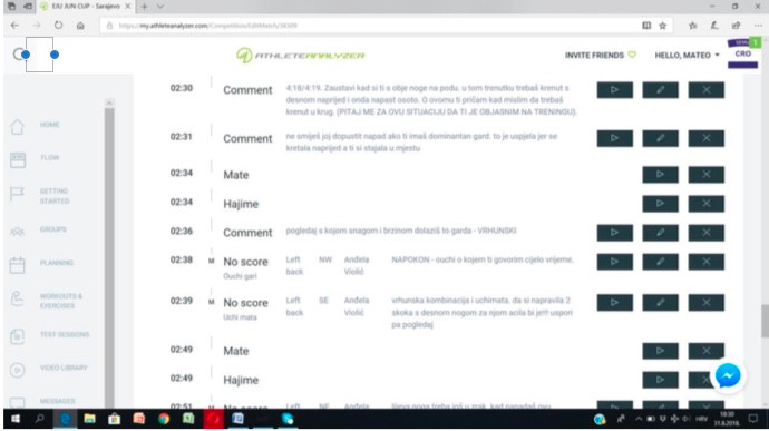 Coach comments on judo match analysis