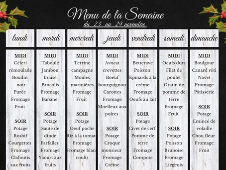 Menu de la Semaine