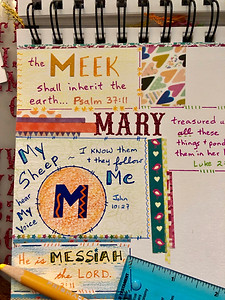 "M" page in #biblequiltjournal