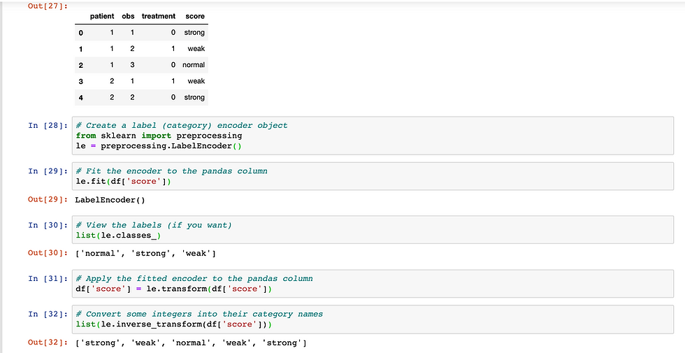 label encoding on pandas dataframe