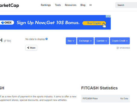 FITCASH FTH now at COINMARKETCAP
