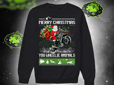 OFFICIAL Santa Motorcycle merry christmas you wheelie animals christmas sweatshirt and jumper