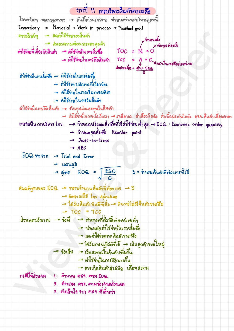 บทที่ 11 การบริหารสินค้าคงเหลือ