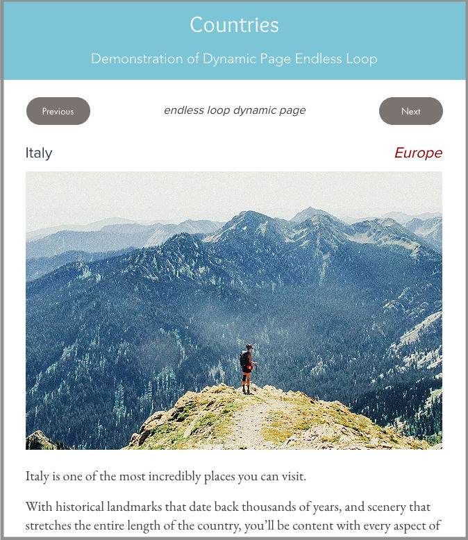 Example Dynamic Page Loop Velo by Wix