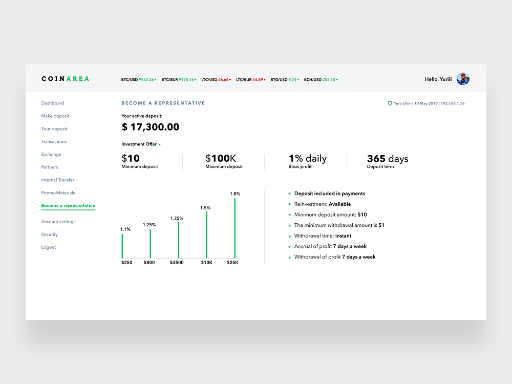 Coin Area White & Black Themes UI Design