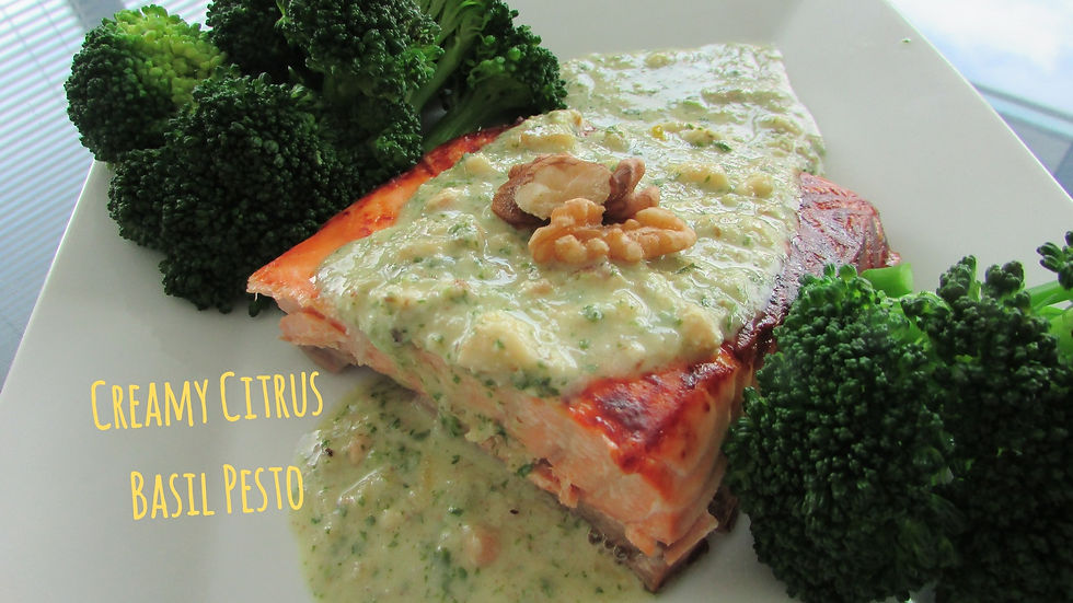 Creamy Citrus Basil Pesto with Salmon