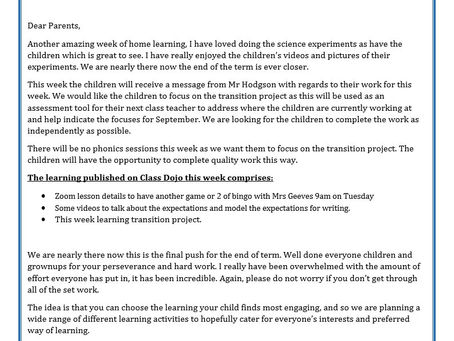 Reception - Home Learning 13th July