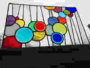 Stained glass and fused glass combo with textured clear by Laura Koss of Garden State Glasswork