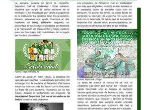Deportivo Cali solidario, oposición y finanzas.