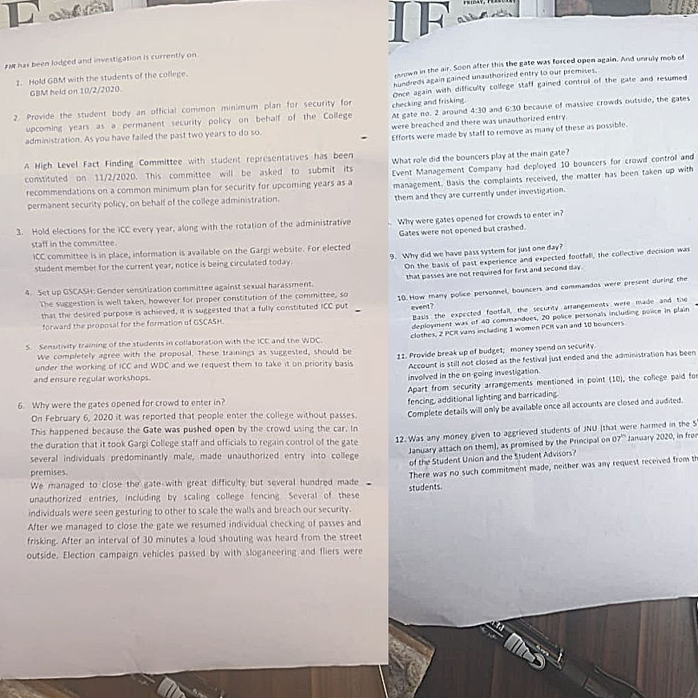 Last Year Molestation Complaints Buried, Budget Not Being Disclosed - Gargi Admin Hiding Something?