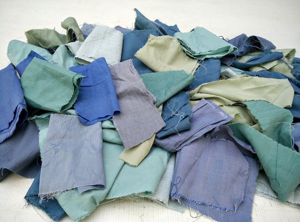 Teals and blues, fabric scraps