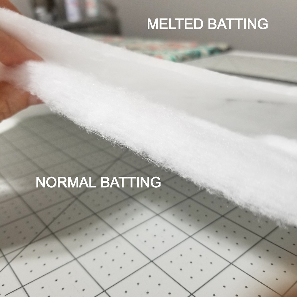 Photo comparison of normal vs melted batting
