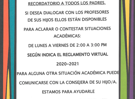 Departamento de Consejería informa...