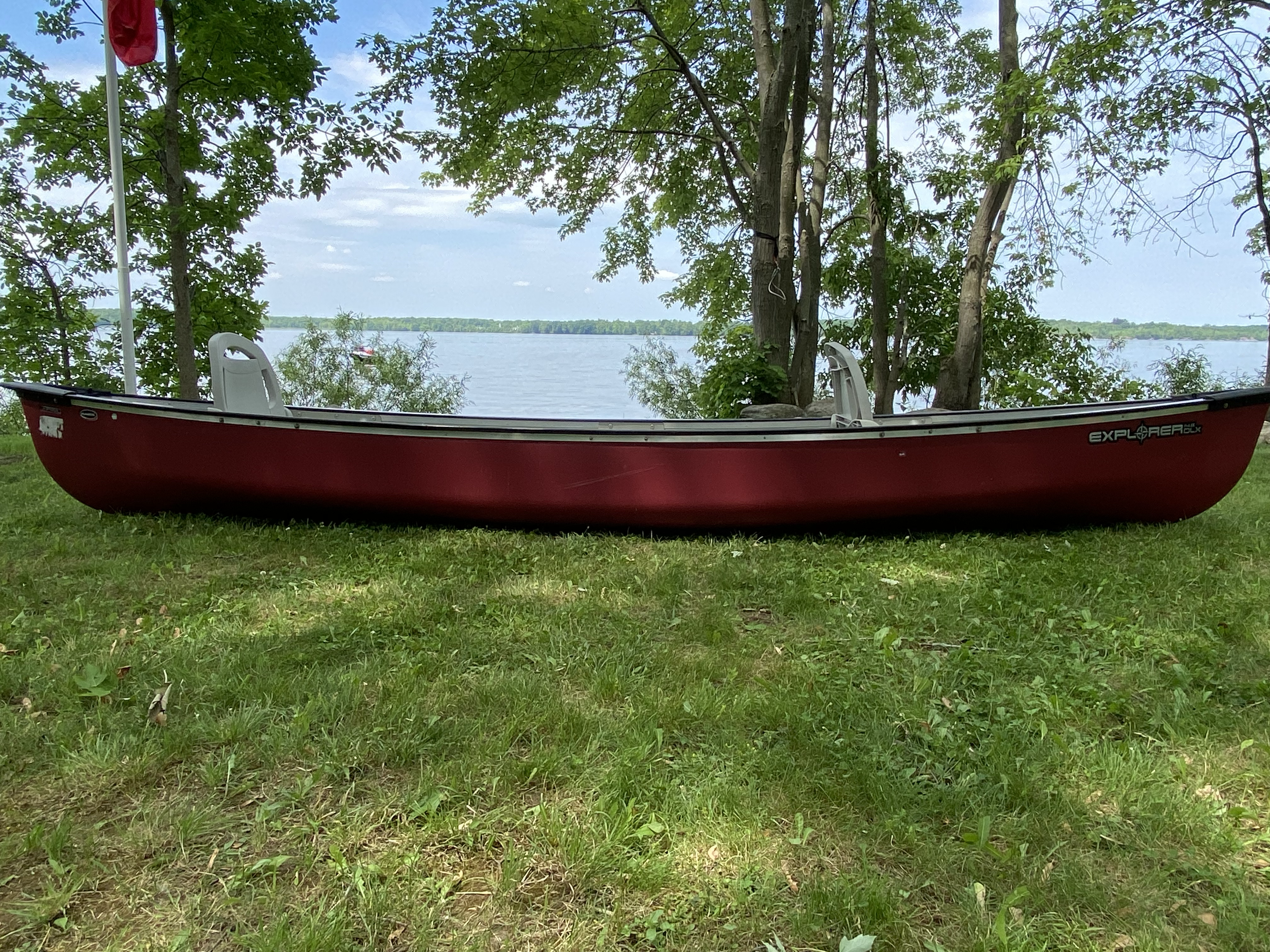 ***SOLD***14-6ft Burgundy Canoe + 2 paddles content media