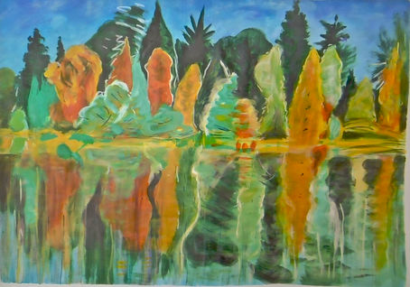 Un bord de l'eau d'après Adrian BERG / acrylique