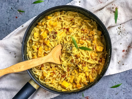 Creamy Miso Pumpkin and Chickpea Pasta
