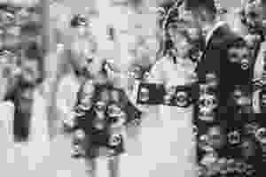 Wedding couple on the dance floor with bubbles