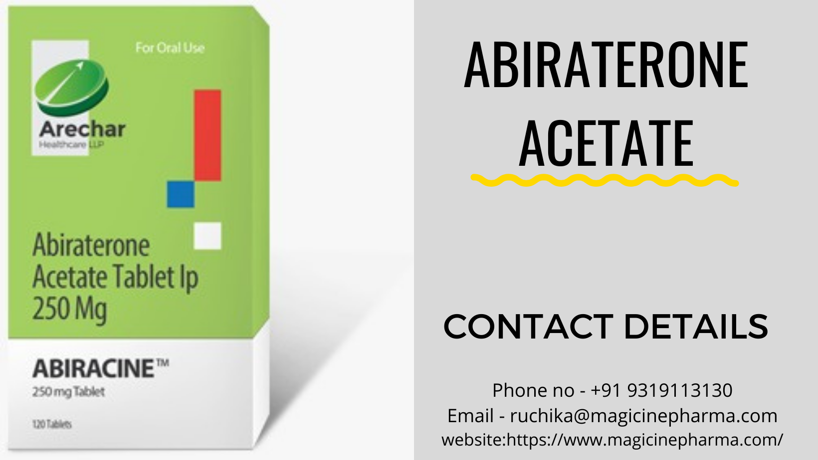 Abiraterone tablet content media