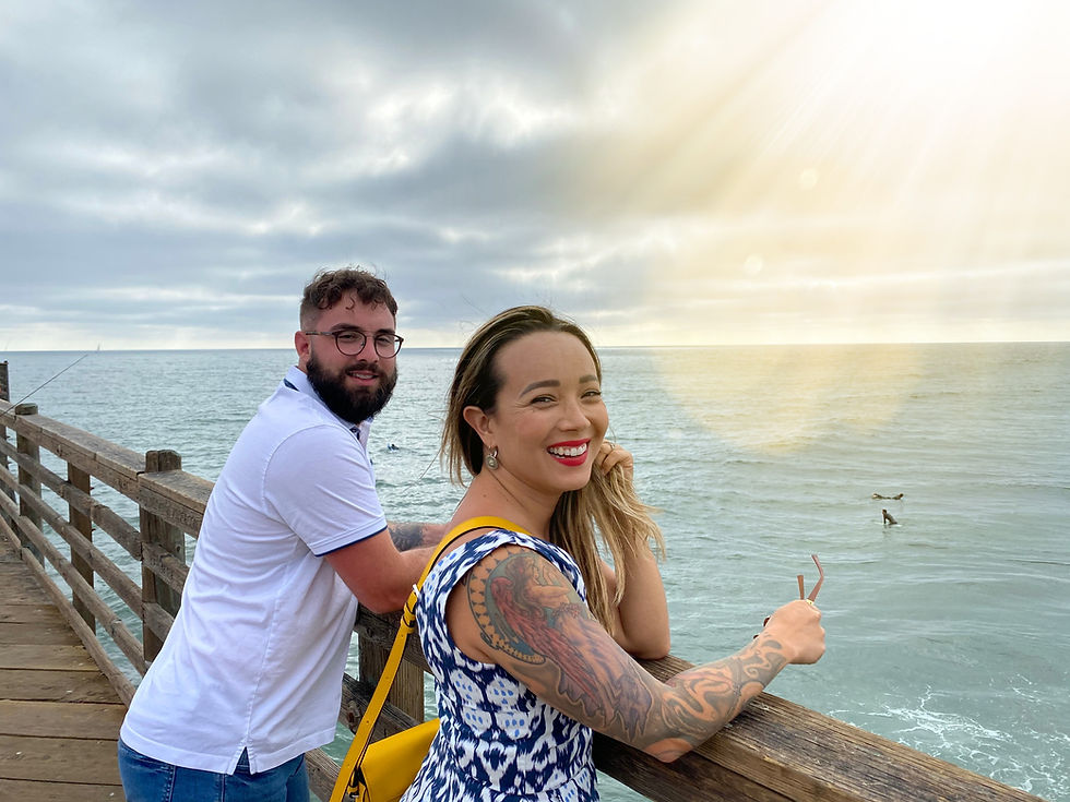 Leslie Juvin-Acker and Daniel Beavers on Oceanside Pier, Oceanside California
