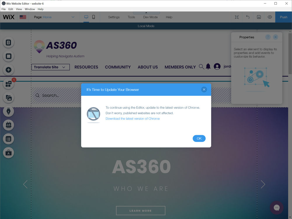 Offline Editor Please update your browser Velo by Wix