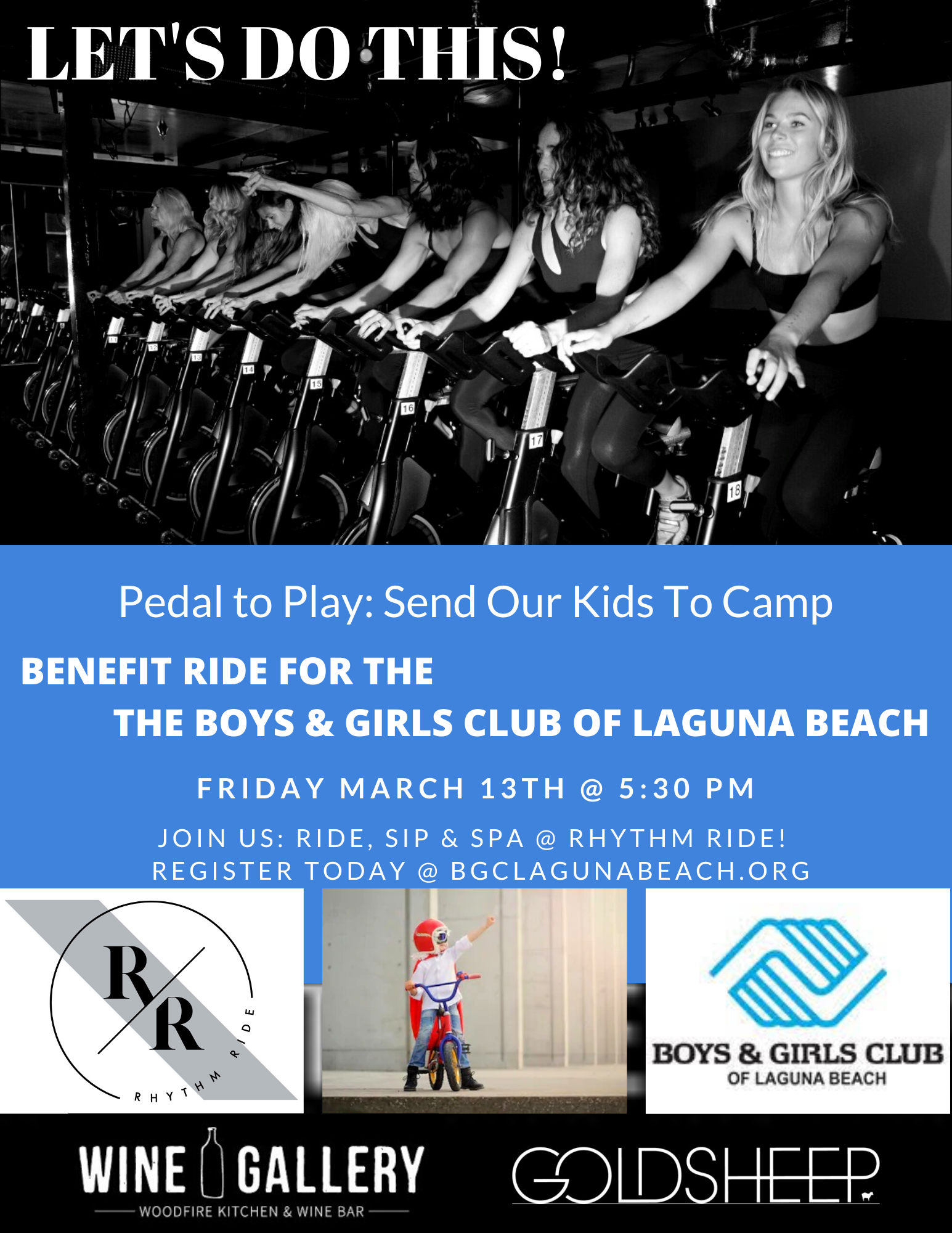 "Pedal to Play: Send our Kids to Camp"
Benefit Ride for the Boys & Girl Club of Laguna at Rhythm Ride content media