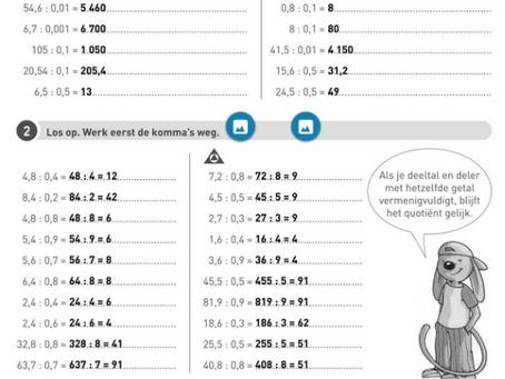 Kommagetallen delen door elkaar