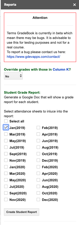 Attendance sheet not included when report is generated content media