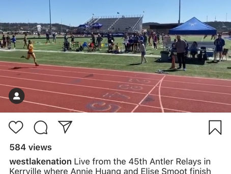 Lady Tracksters Annie Huang & Elise Smoot 1st & 2nd in the 800.  Congratulations !