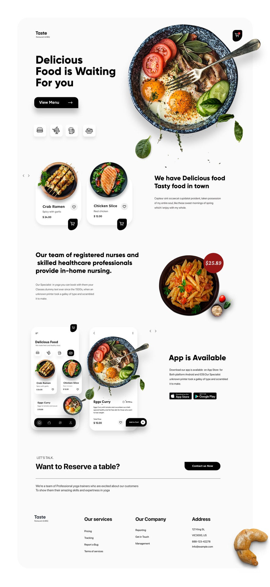 Food Mobile APP Landing UX-UI Design