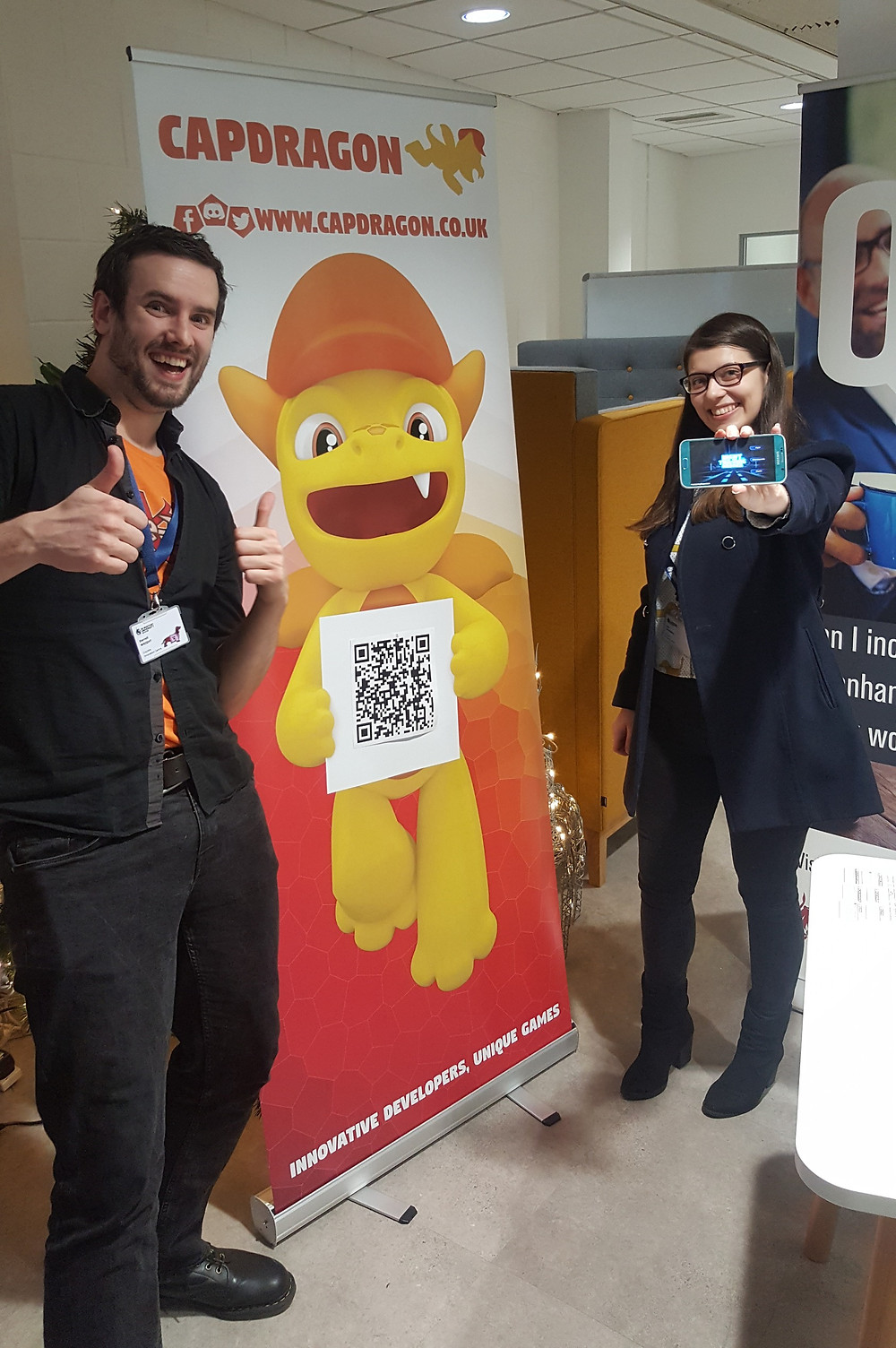 Co-Founders of Lead Balloon Studios at video game launch event, UK