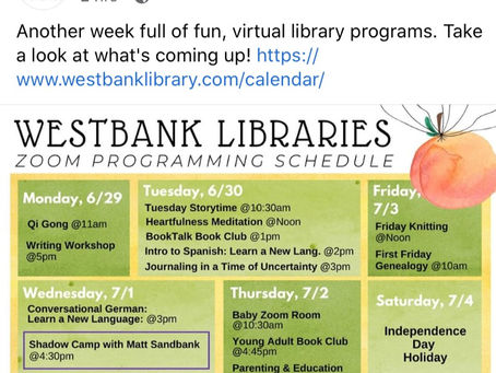 Westbank Zoom Schedule