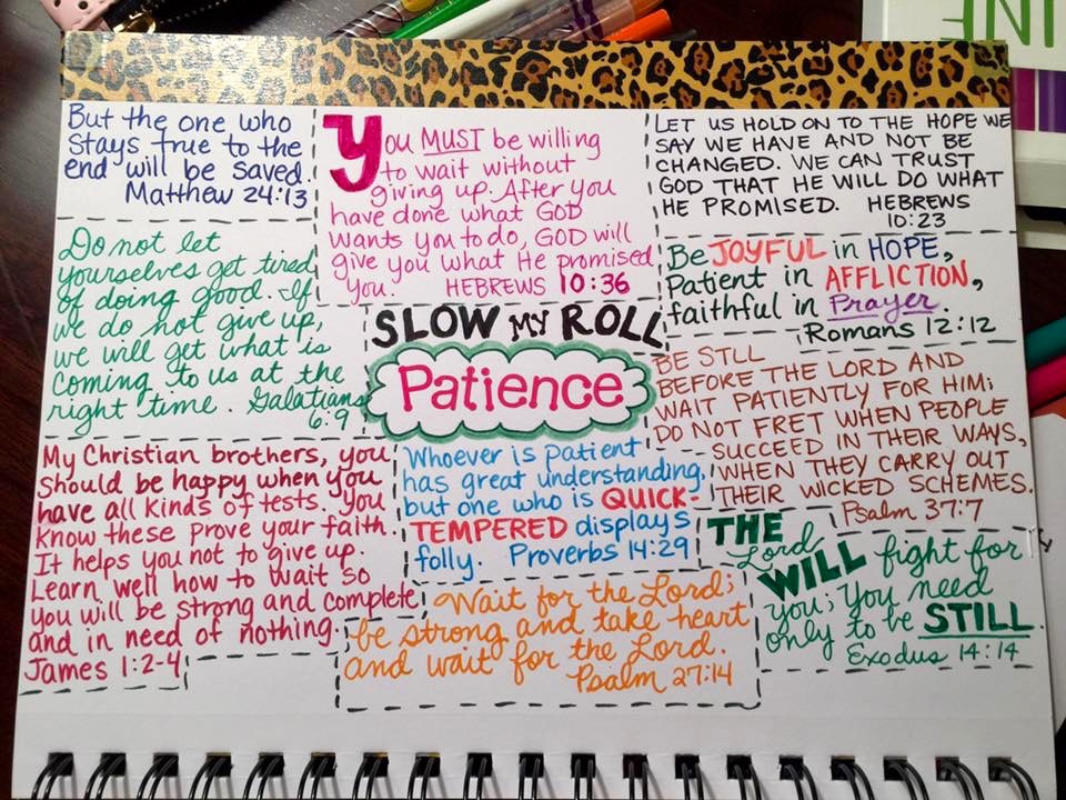 Patience sample page from workshop participant
