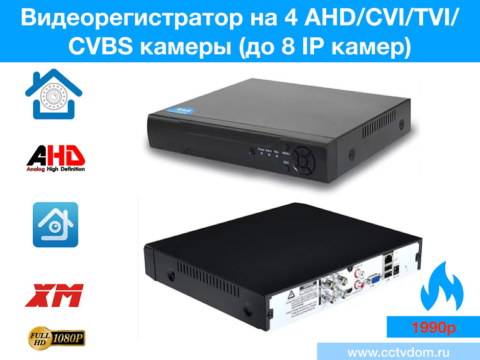 мультиформатный гибридный видеорегистратор на 4 камеры