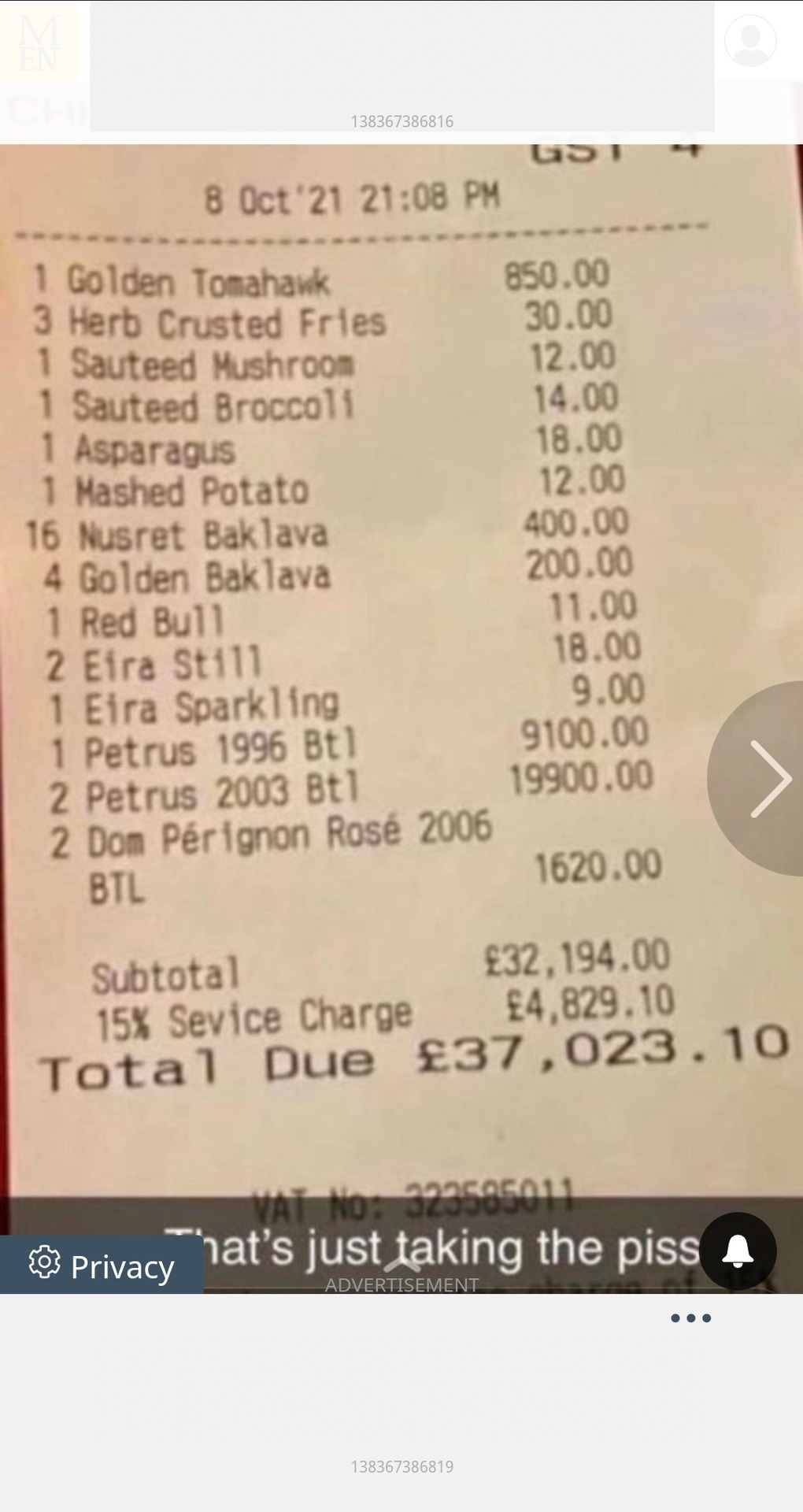 Hope they got some money back after digestion, after how much they spent.🤣😅 "Digestion money back guarantee" for that one mate. content media